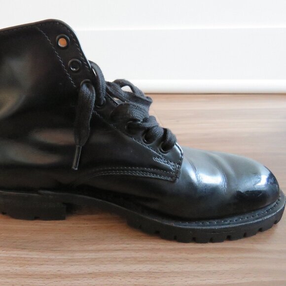 VINTAGE DAYTON Driver Combat Moto Lug Vibram Boots in Black Leather - Picture 11 of 16